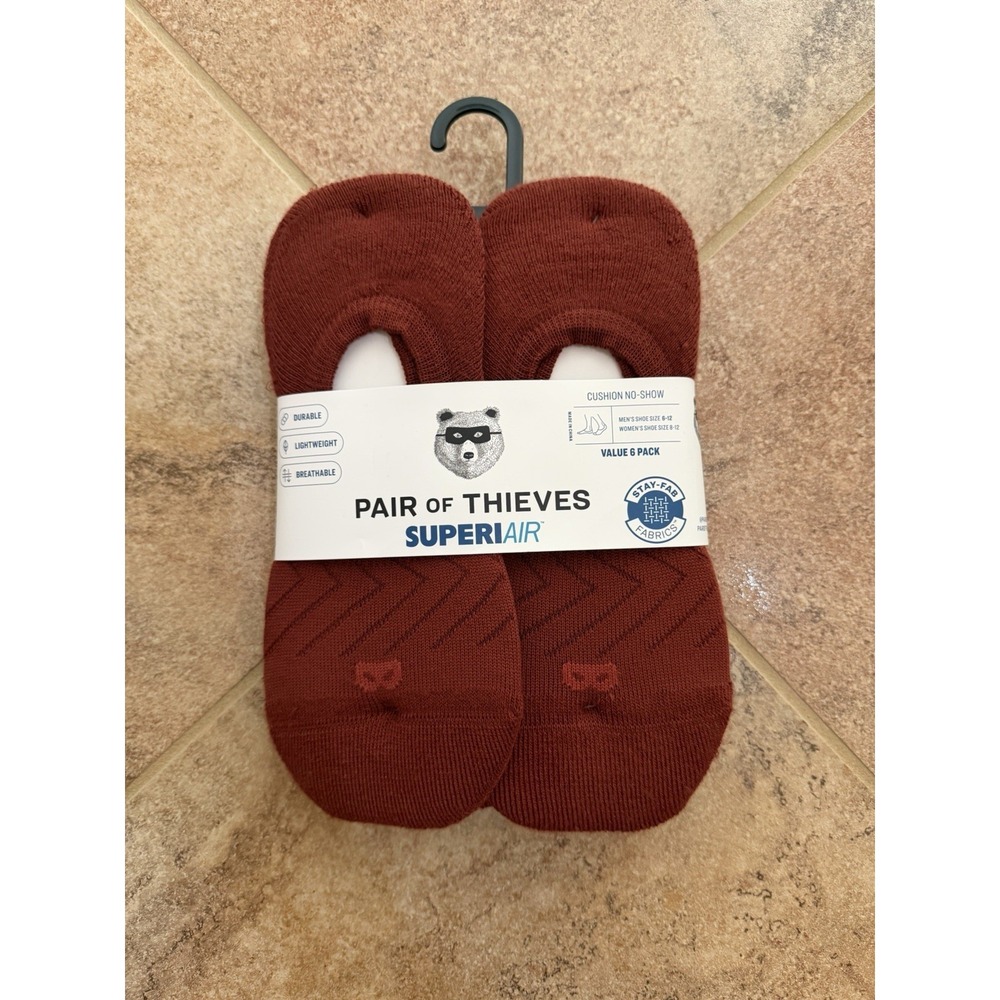 Pair Of Thieves Superiair No-Show Socks-Red-Men 6-12 Womens 8-12 NTW 6 Pack